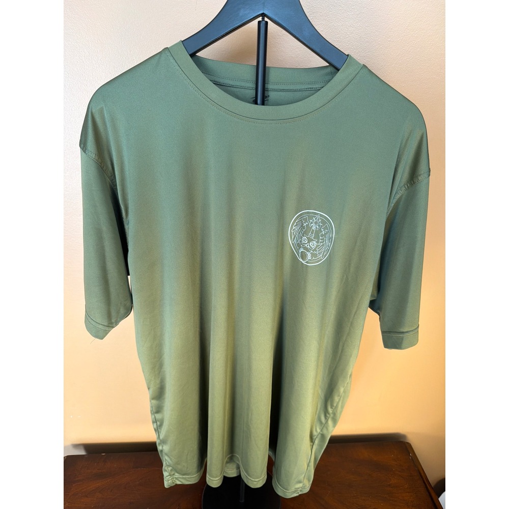 UltraClub Cool Dry Mens 2XL Olive Green Performance Graphic T-Shirt Short Sleeve